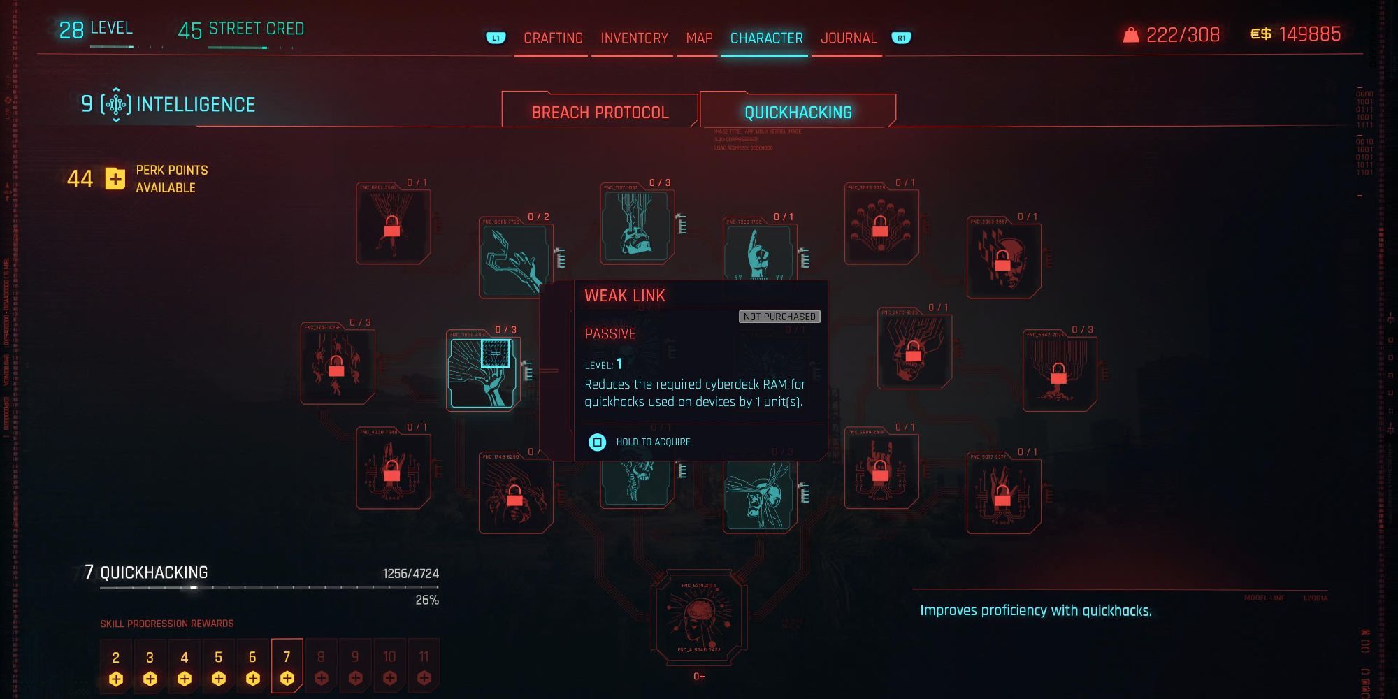 Cyberpunk 2077 Quickhacking Weak Link Skill Tree