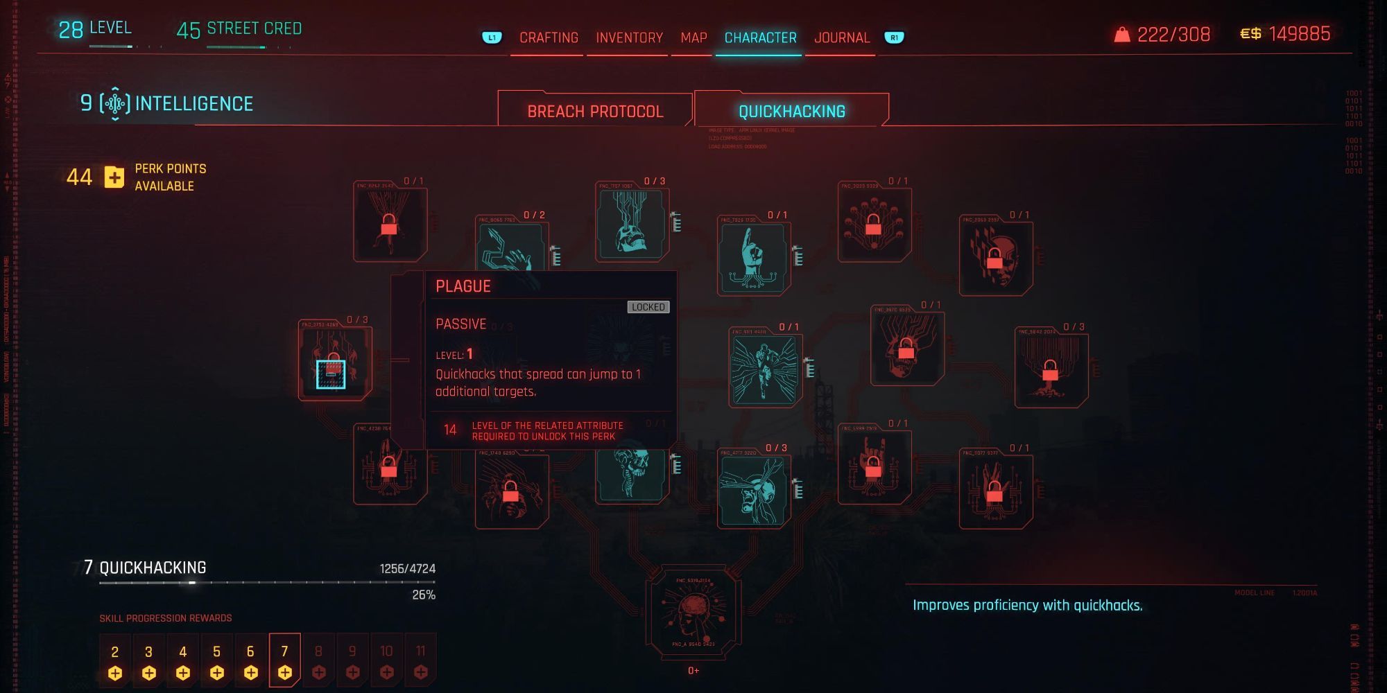 Cyberpunk 2077 Quickhacking Plague Skill Tree