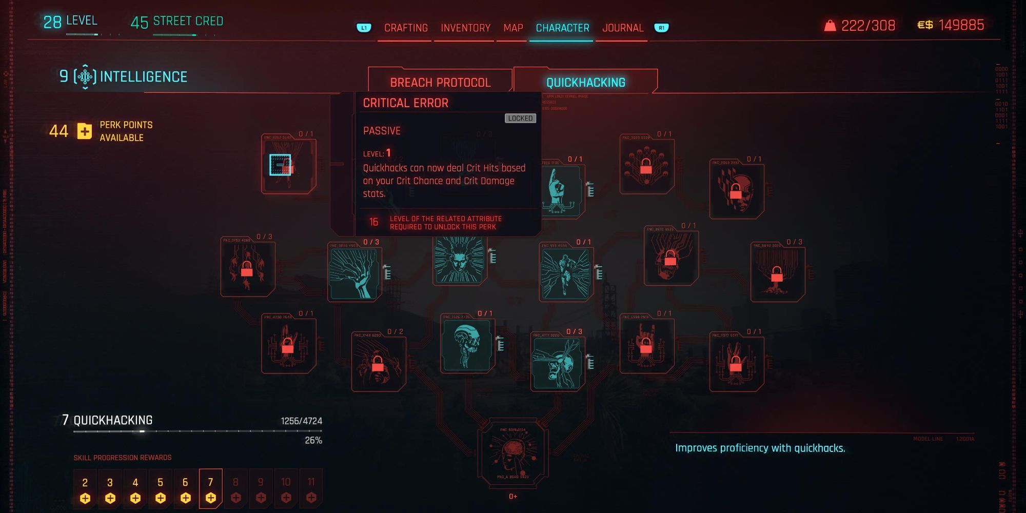 Cyberpunk 2077 Quickhacking Critical Error Skill Tree