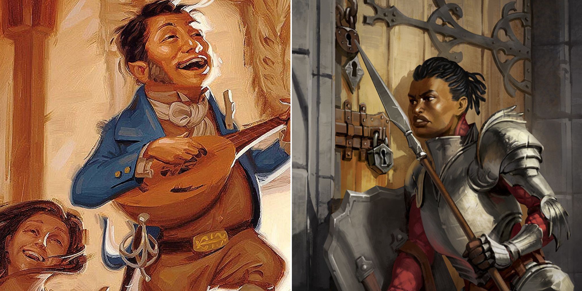 D&D A Bard Performing In A Tavern - A Guard Listening In Against A Locked Door