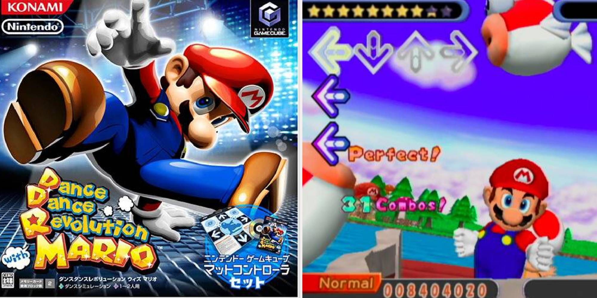 Dance Dance Revolution Mario Mix box art and gameplay