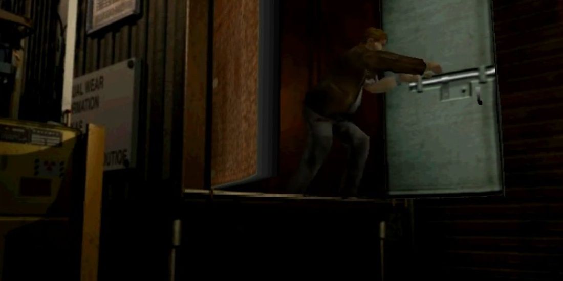 Dario shutting the door to the container from the original Resident Evil 3.