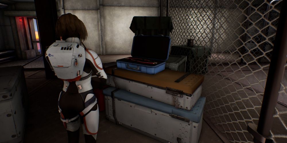 Kat inspects her gear before boarding the Zephyr-3