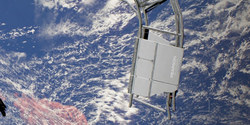 A piece of Pearson Space Staton in orbit over Earth
