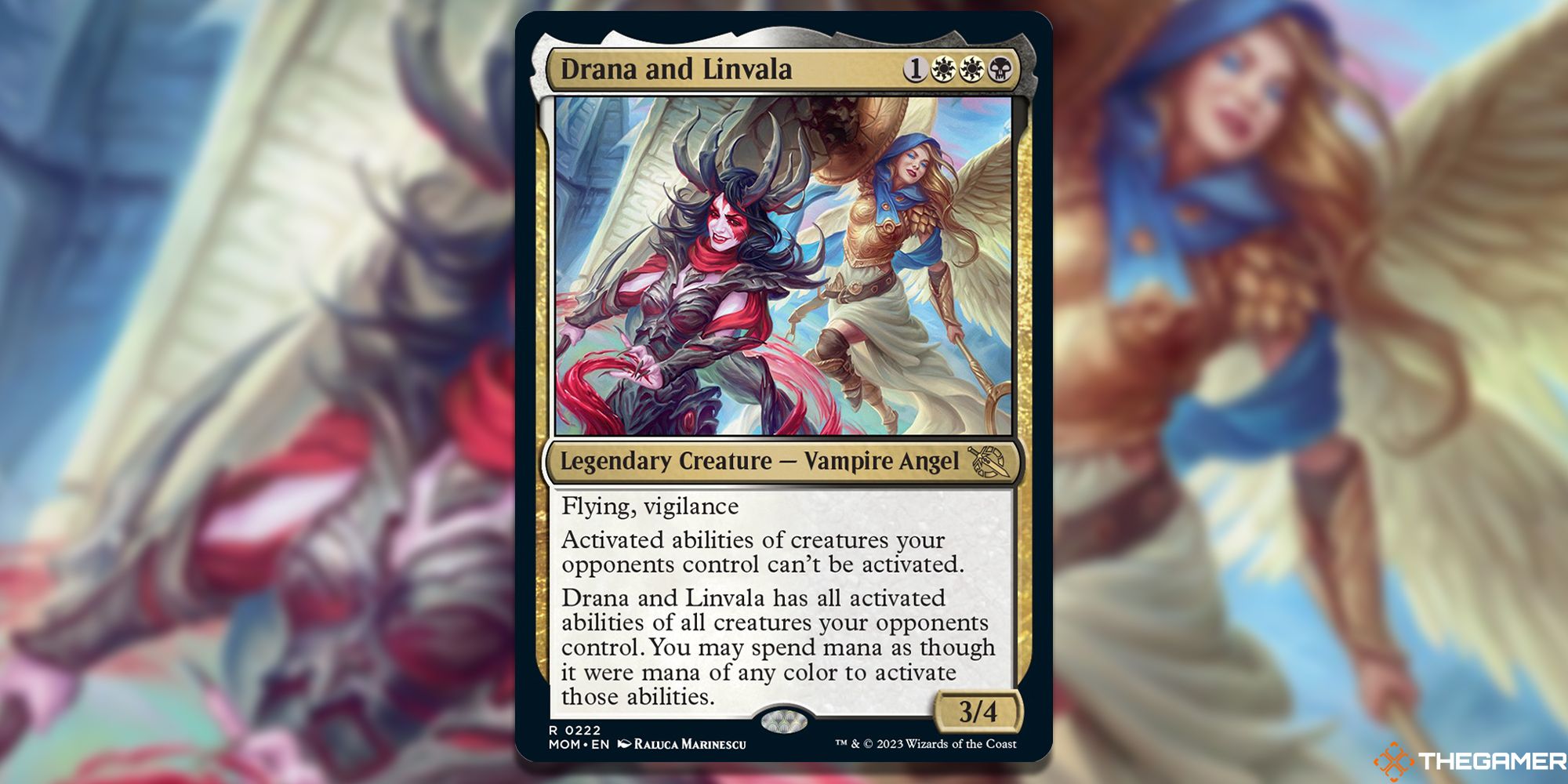 Image of the Drana and Linvala card in Magic: The Gathering, with artby Raluca Marinescu