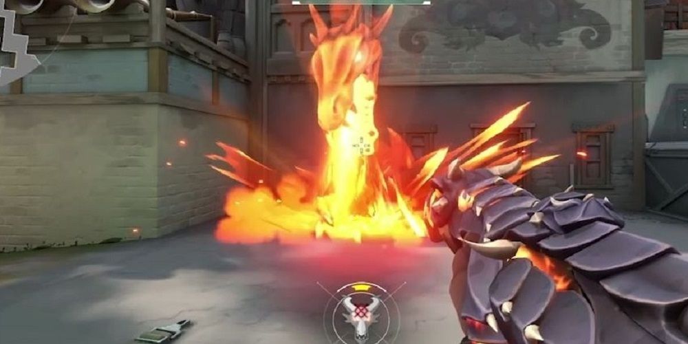 Fiery Dragon Head Breathing Fire And Incinerating A Fallen Agent