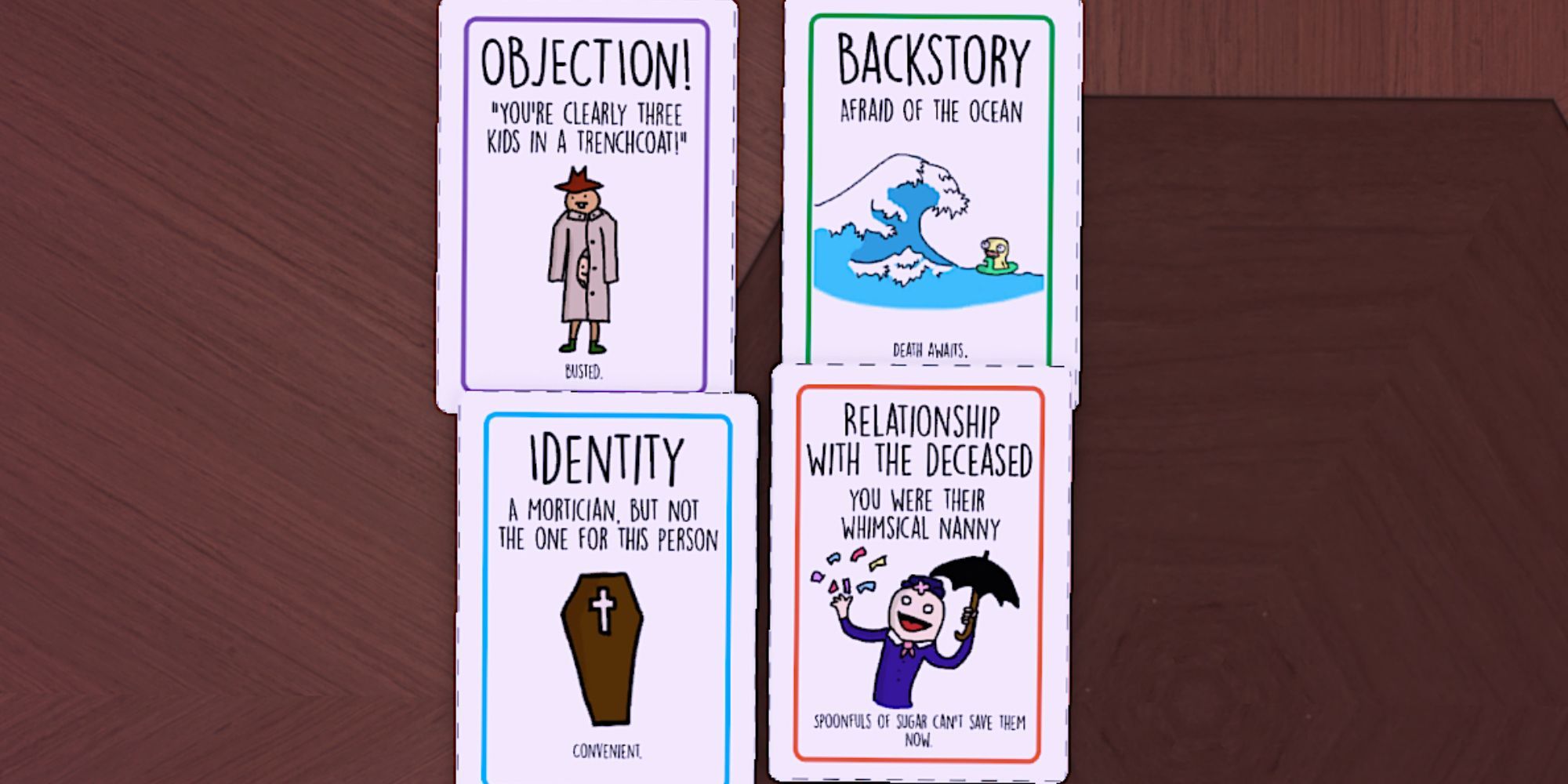 Example Objection, Backstory, Identity, And Relationship Cards For Someone Has Died On Tabletop Simulator