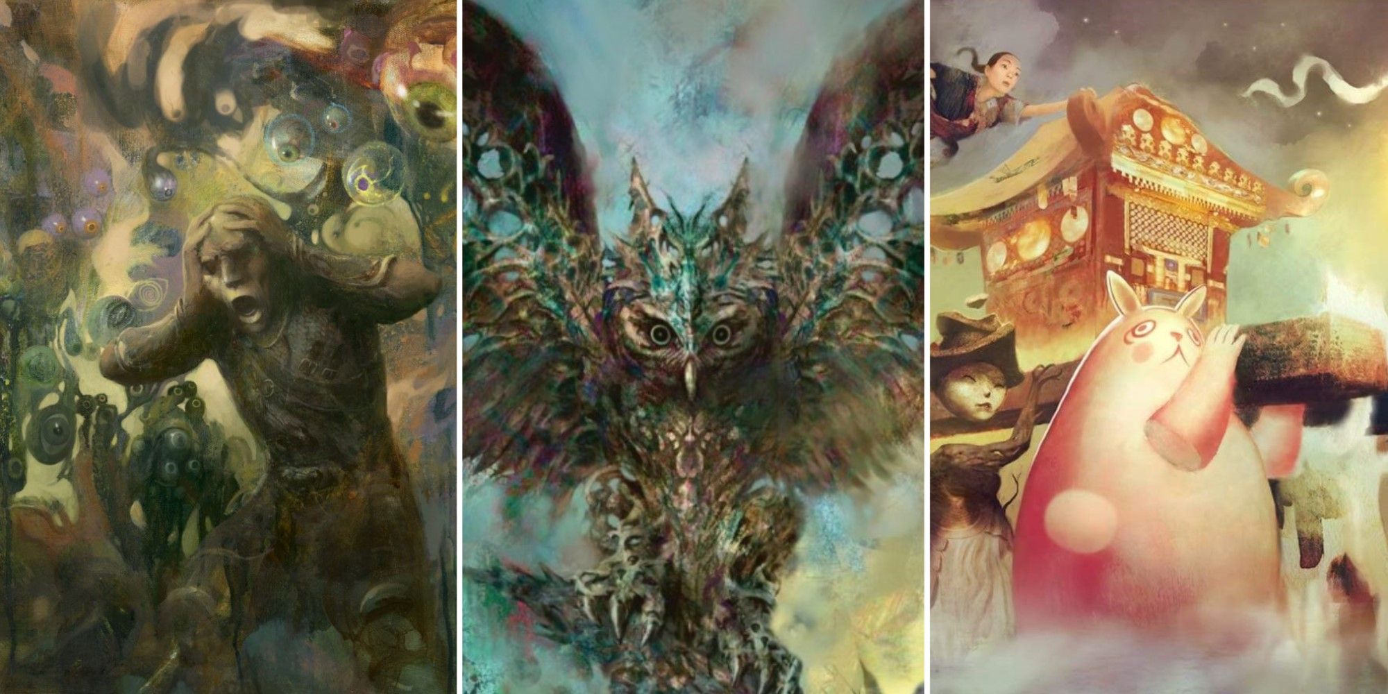 Artwork from three Magic: The Gathering cards illustrated by Nils Hamm.