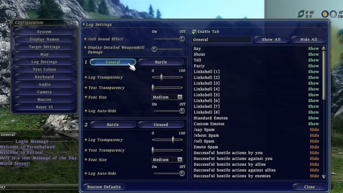 final fantasy 14 version one user interface