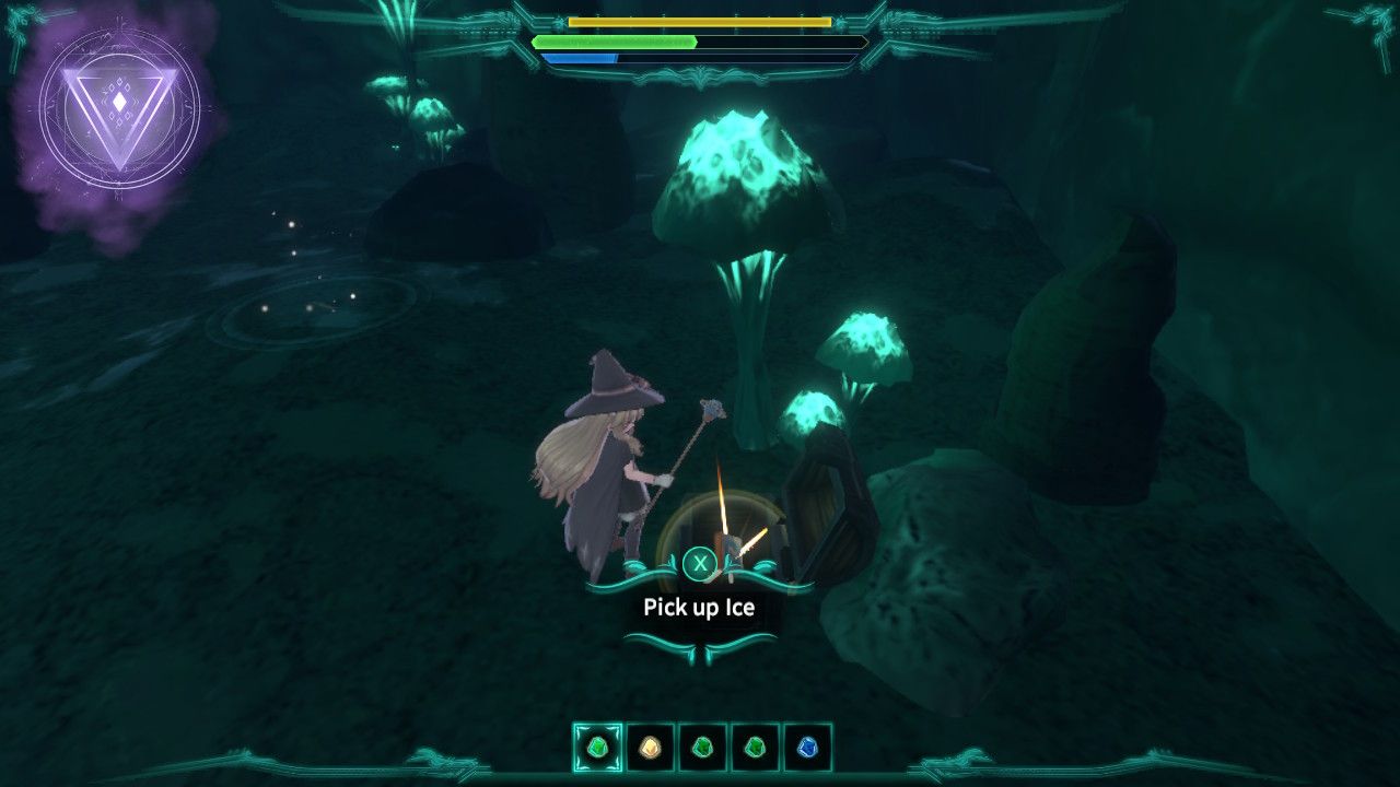 Nobeta finds the first Ice spell upgrades in the lower sections of the Underground Cave in Little Witch Nobeta.