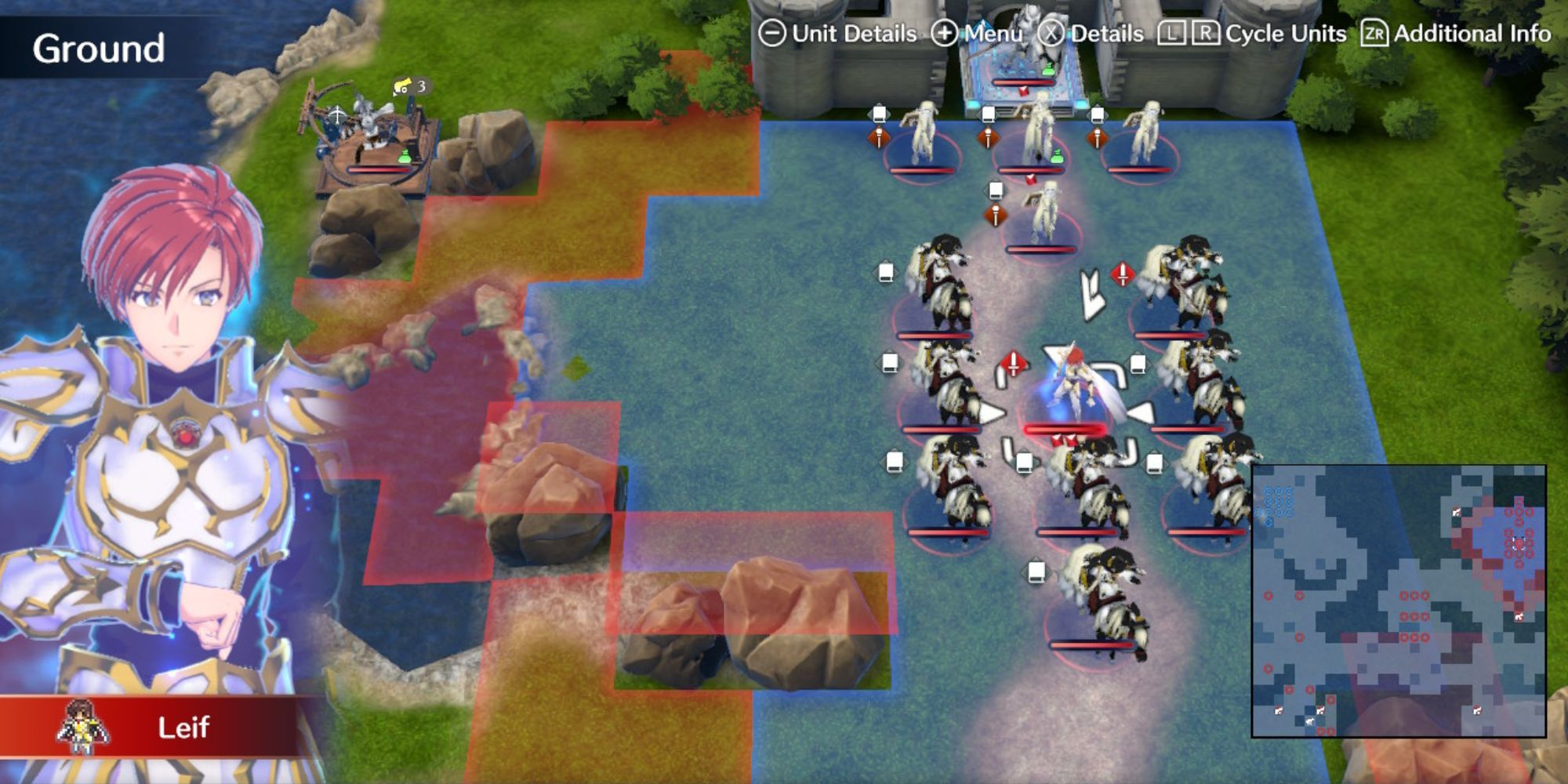 Fire Emblem Engage - Leif's army of mage knights in Bridges In A Row paralogue