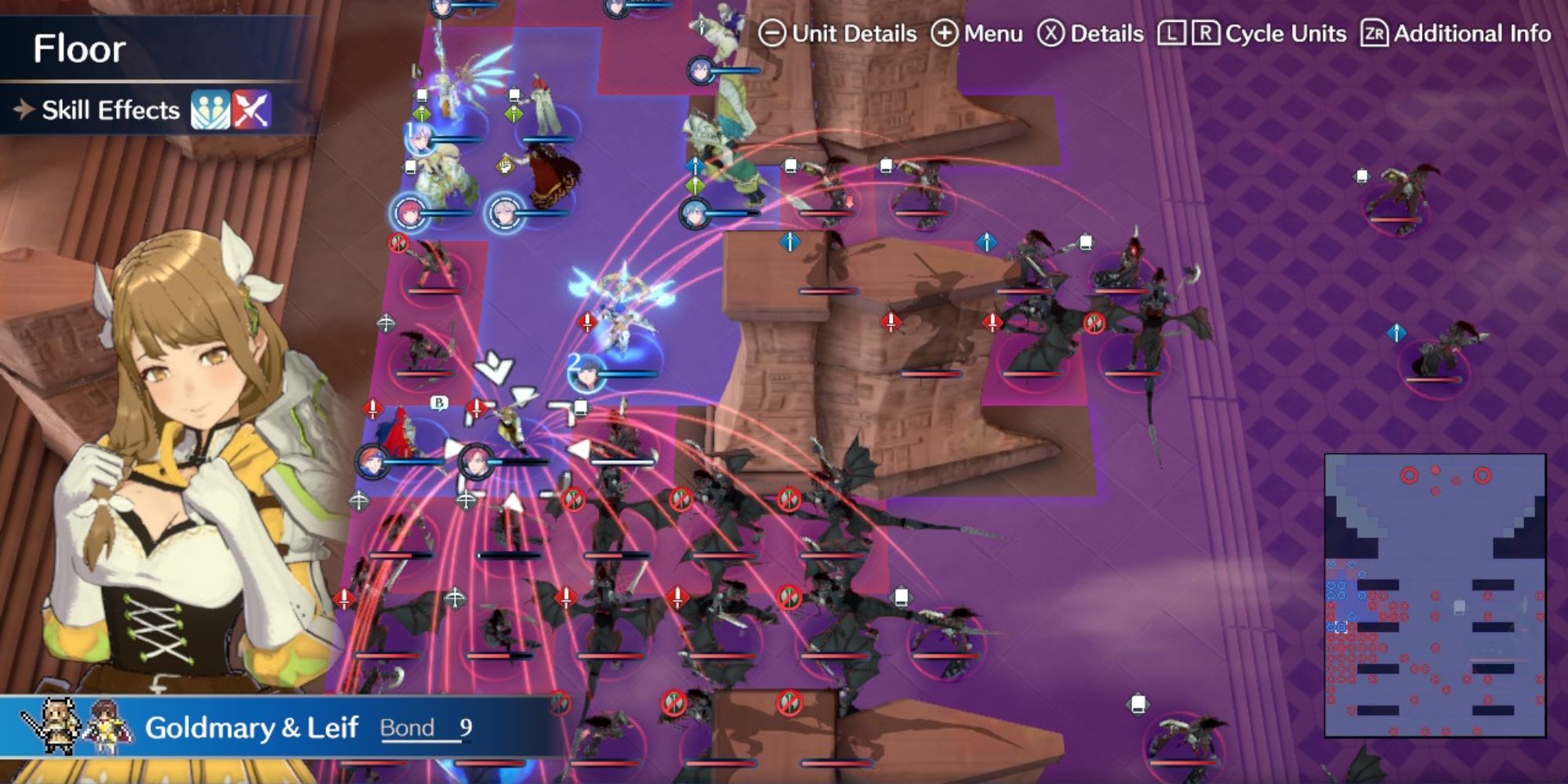 Fire Emblem Engage - Lythos Castle map. Goldmary and the rest of the army are surrounded by more than 20 enemies