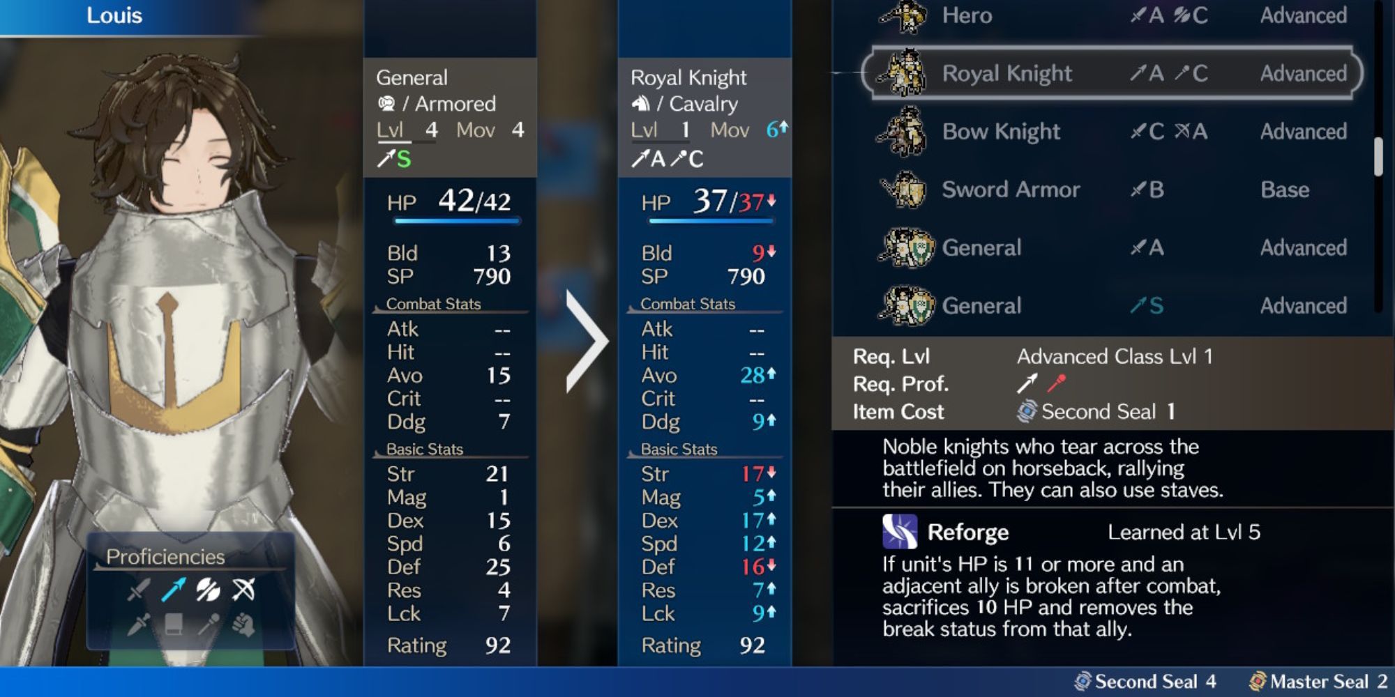 Fire Emblem Engage - promoting Loius to Royal Knight