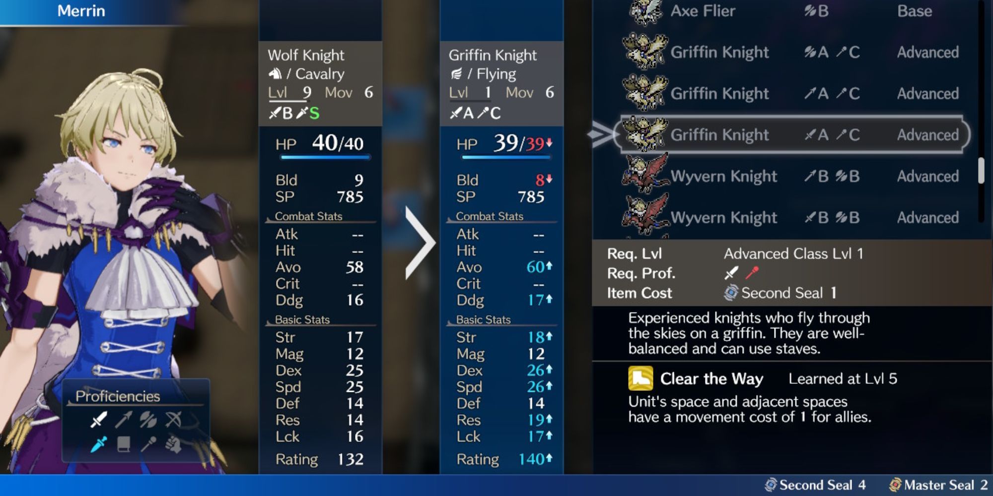 Fire Emblem Engage - promoting Merrin to Griffin Knight