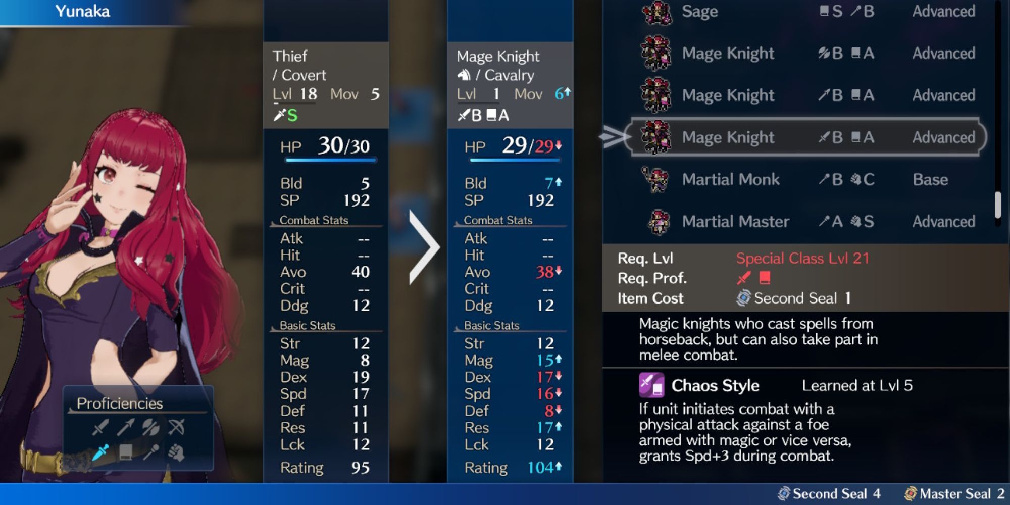 Fire Emblem Engage - promoting Yunaka to Mage Knight