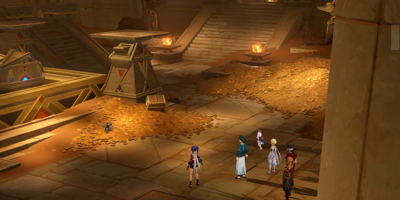 Genshin Impact Party In Gold Filled Mausoleum