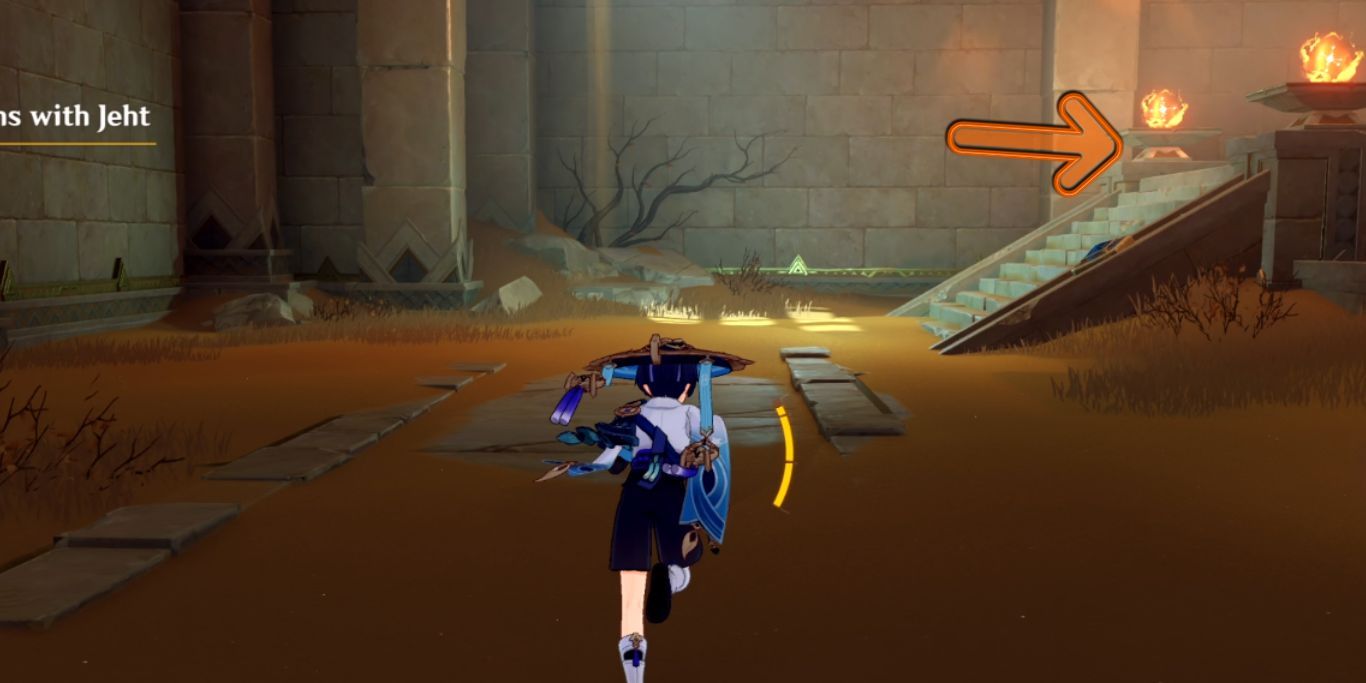 Genshin Impact Pointing To Elevator