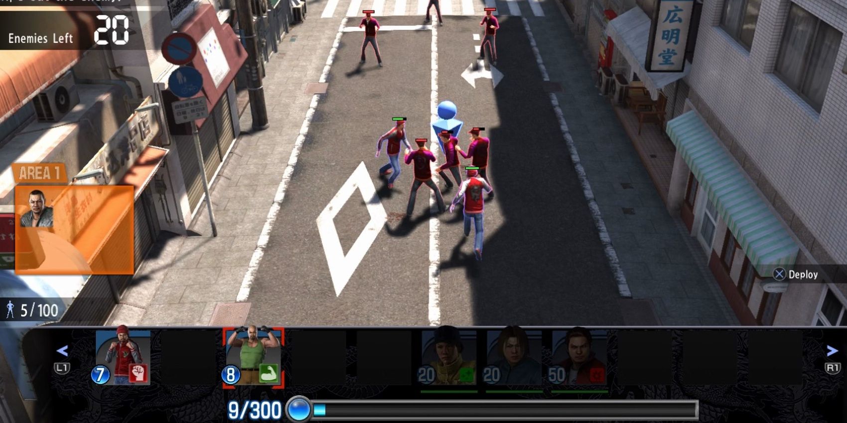 Getting started in one of the first levels in Clan Creator from Yakuza 6.