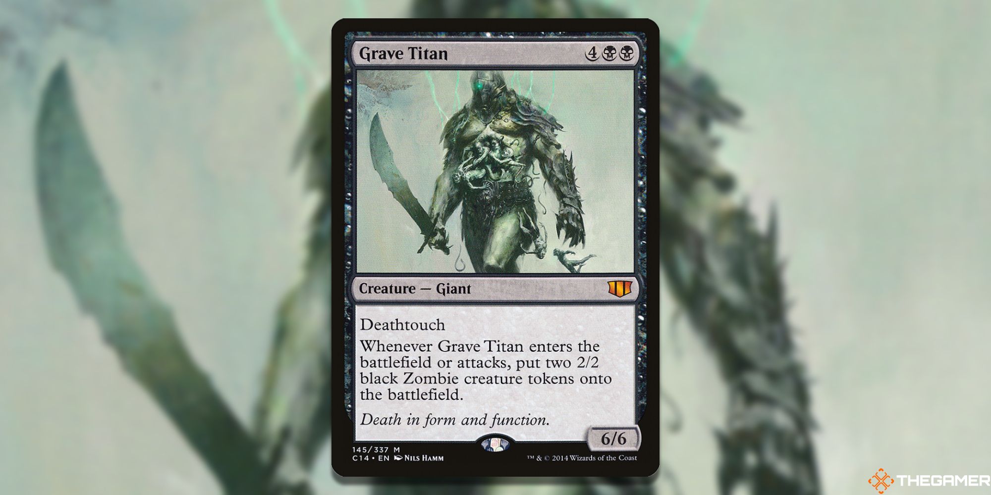 Image of the Grave Titan card in Magic: The Gathering, with art by Nils Hamm