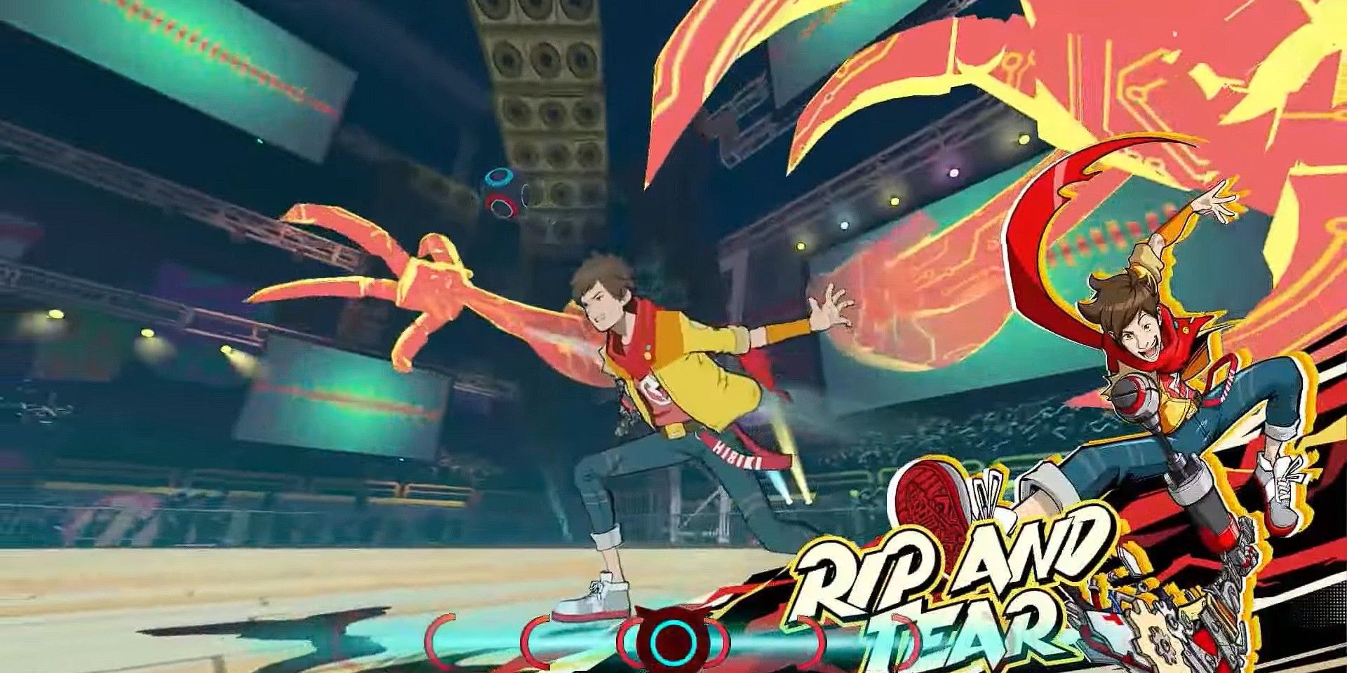 Hi Ri Rush screenshot of Chai with two large claws behind him during the Rip And Tear special attack