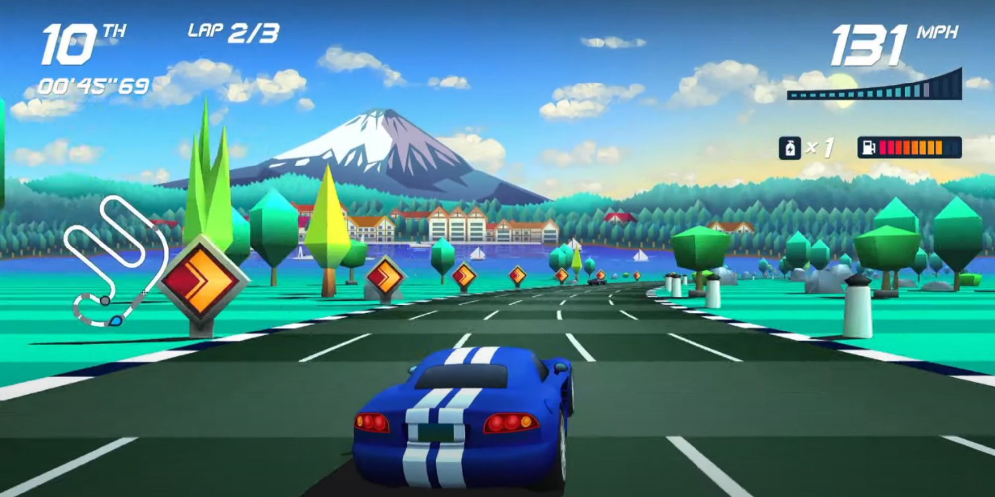 Horizon Chase Turbo Rollercoaster a map in Chile that features a large mountain and colorful terrain