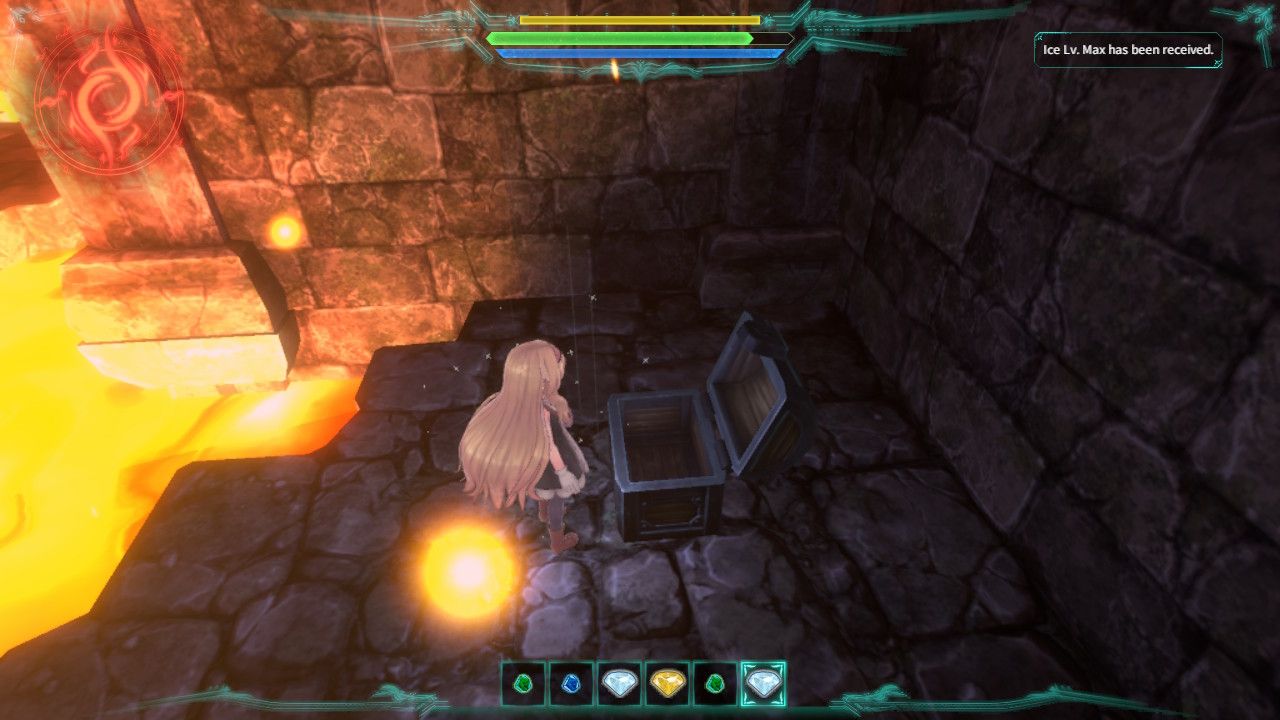 Nobeta finds the fifth ice spell in the Abyss - Crossroads in Little Witch Nobeta.
