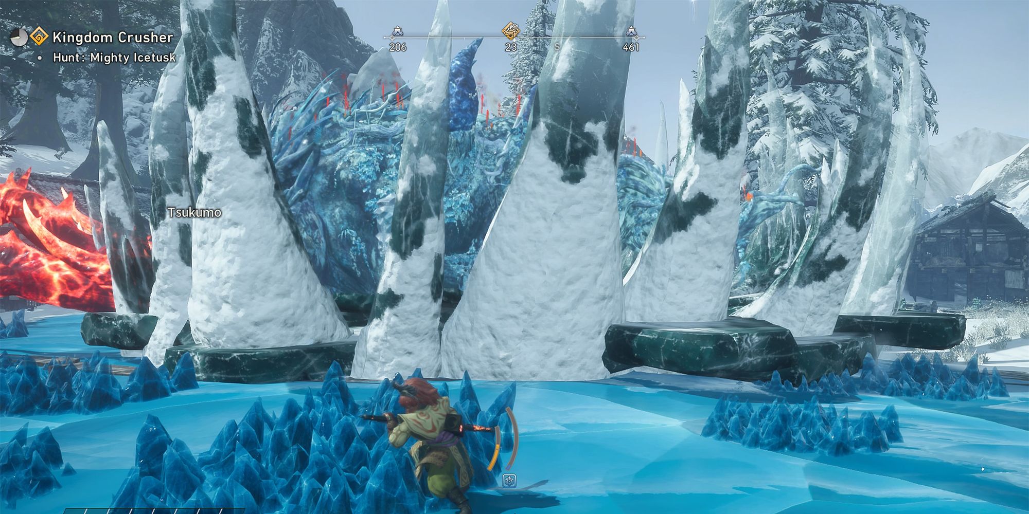 the icetusk's enraged attack creating massive ice spikes