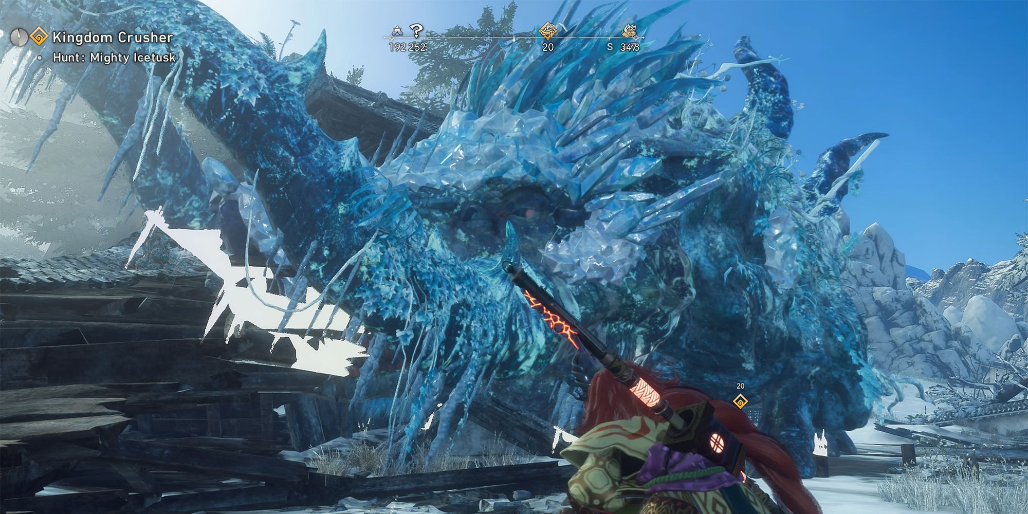the hunter watching a roaming icetusk