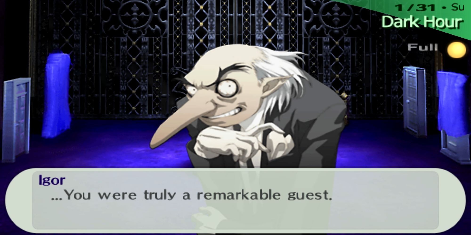 Igor's last meeting with the main character from Persona 3 Portable