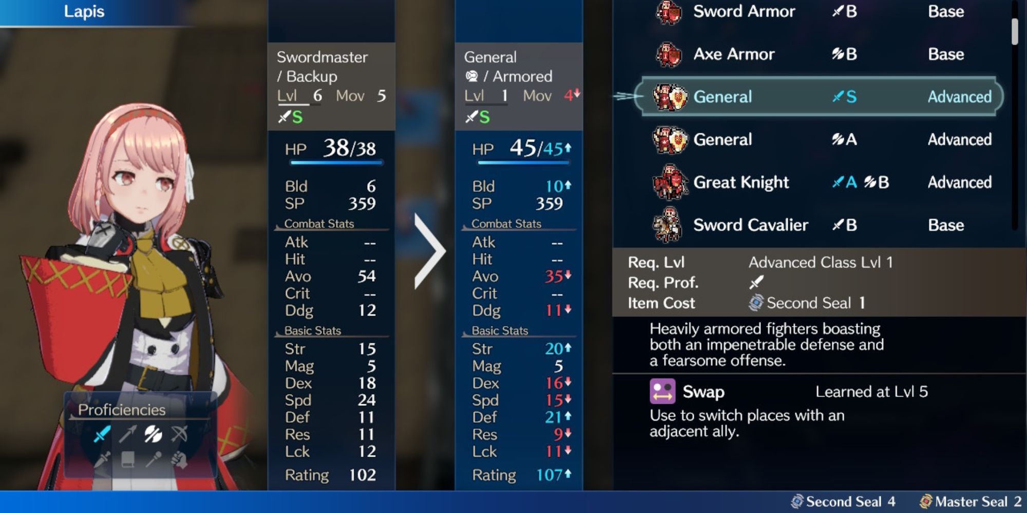 Fire Emblem Engage - promoting Lapis to General