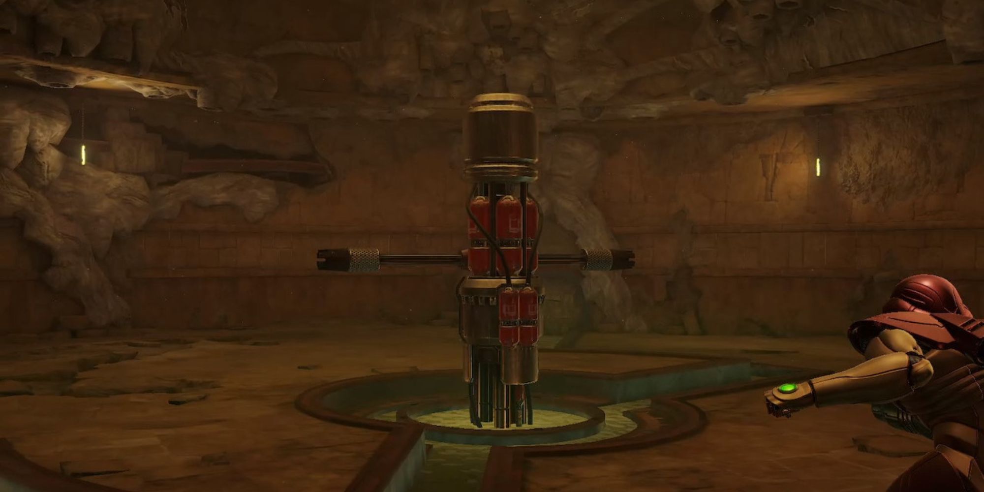 Samus watches the Incinerator Drone as it prepares to attack