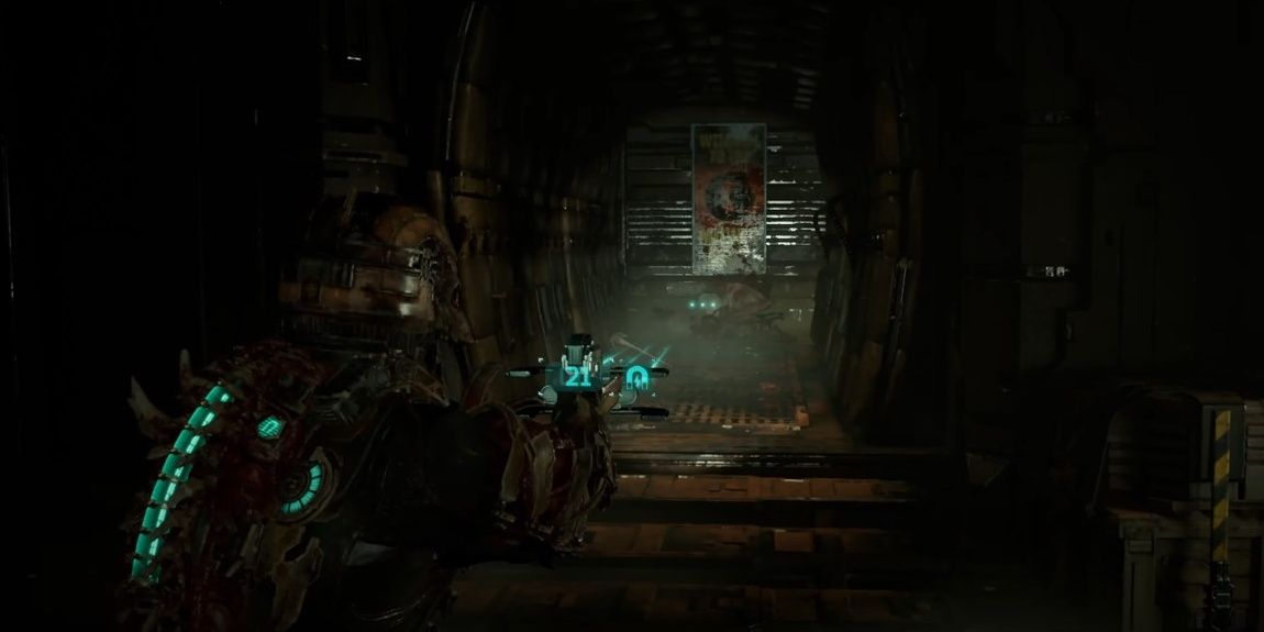 Isaac shooting plasma cutter in Dead Space