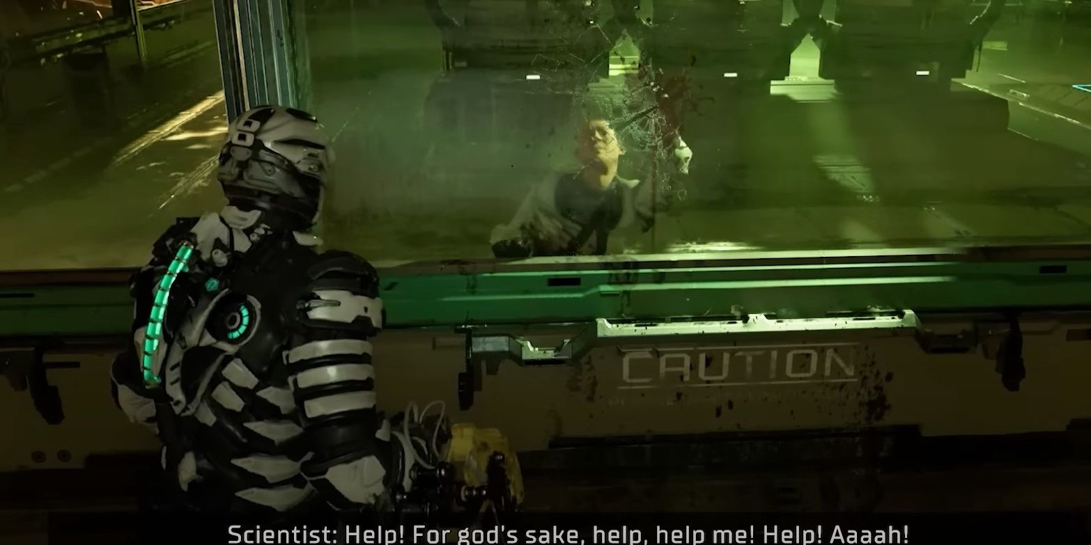 Isaac watching as crew member is killed by lurker