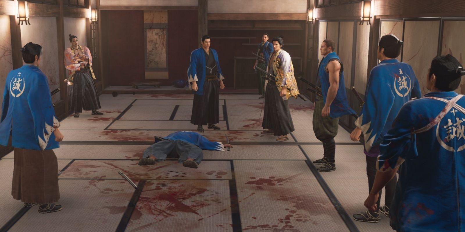The Shinsengumi captain gathering after a battle.