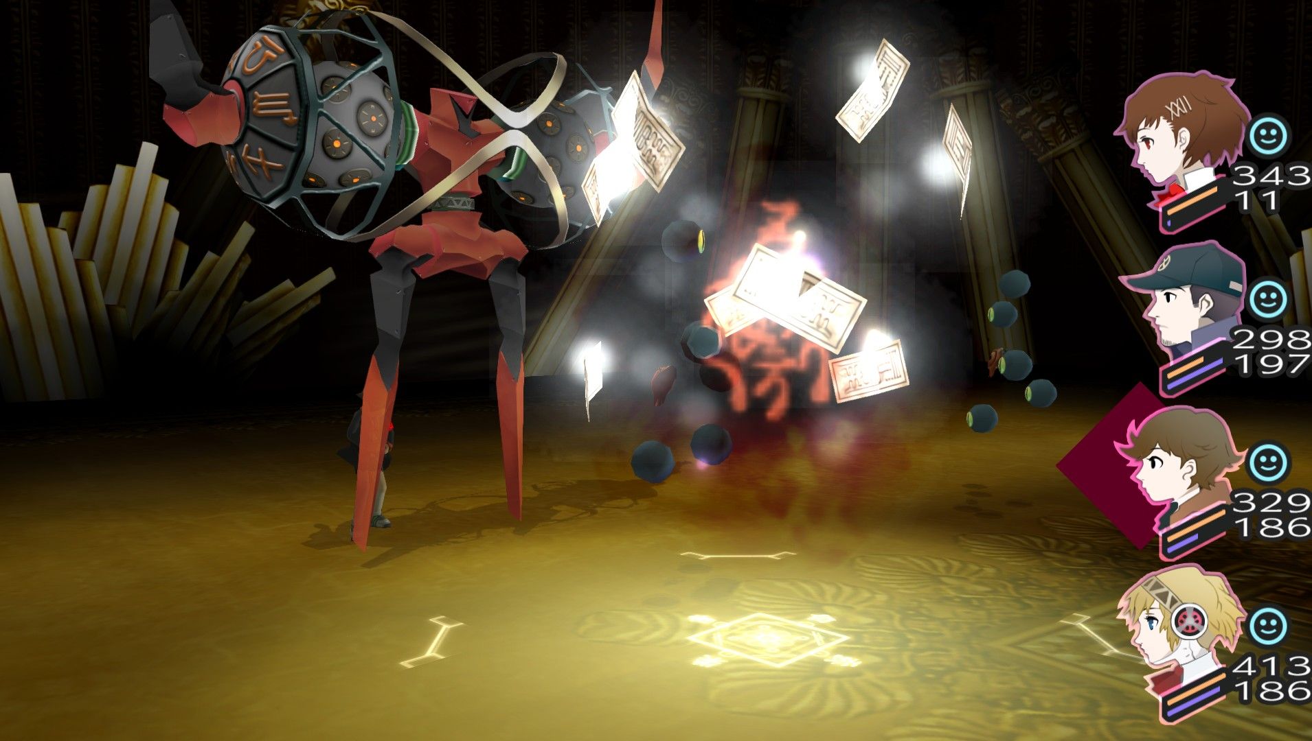 ken's evolved persona casting hamaon on an enemy in the tziah block of tartarus in persona 3 portable