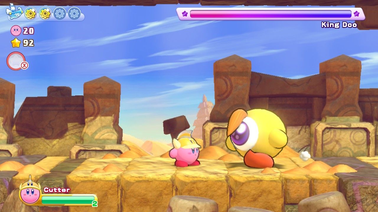 Kirby in Raisin Ruins Stage Three against King Doo