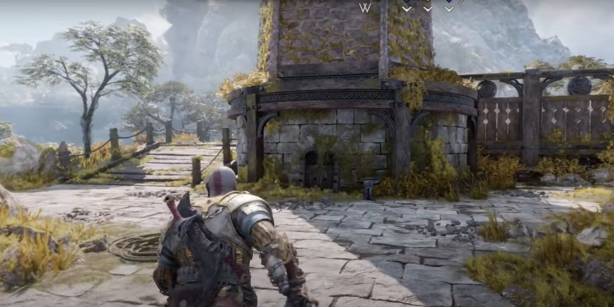 Kratos facing watch tower in Bay of Bounty