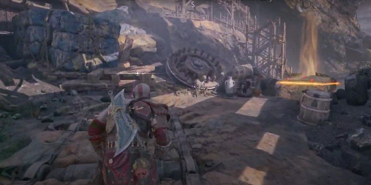 Kratos heading toward a legendary chest