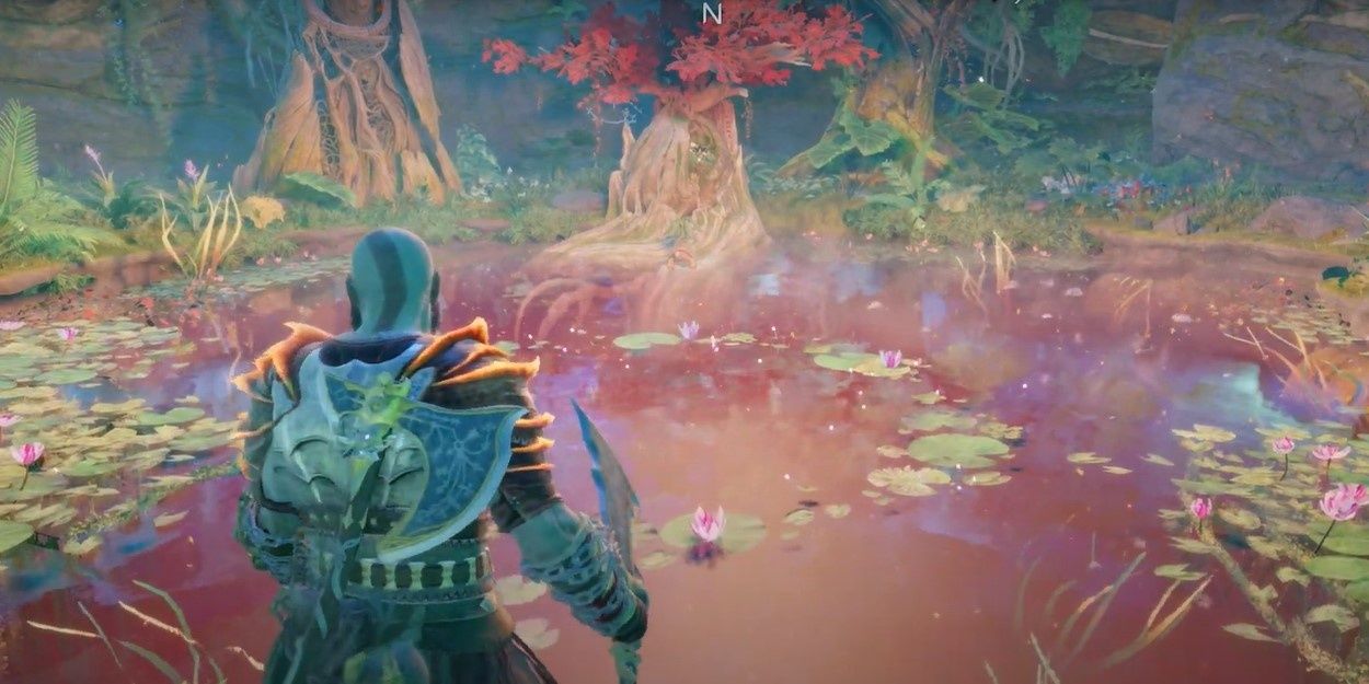 Kratos standing in front of the wishing well-2