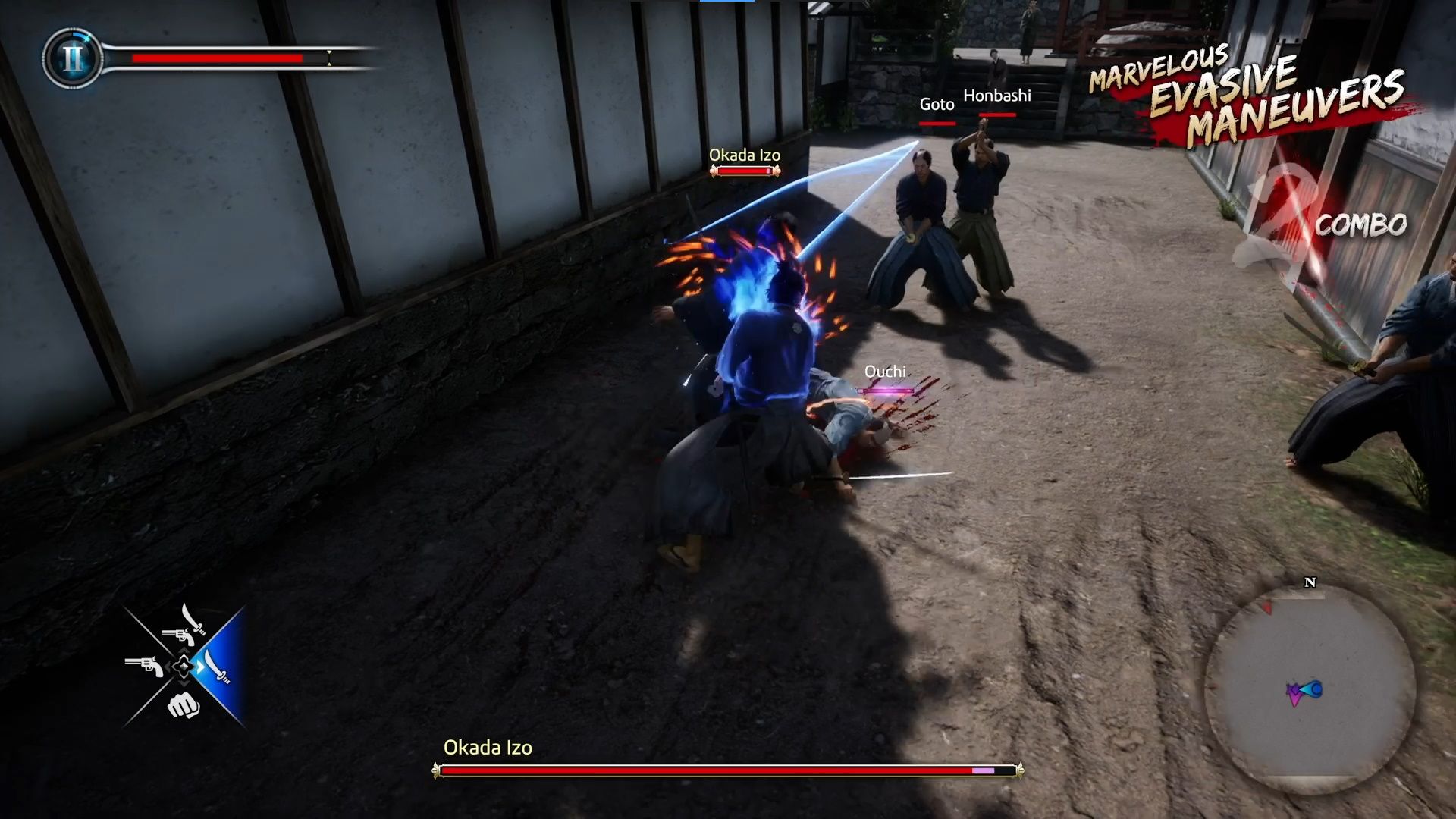 Like A Dragon Ishin, Chapter 1, Ryoma slashes Izo's back
