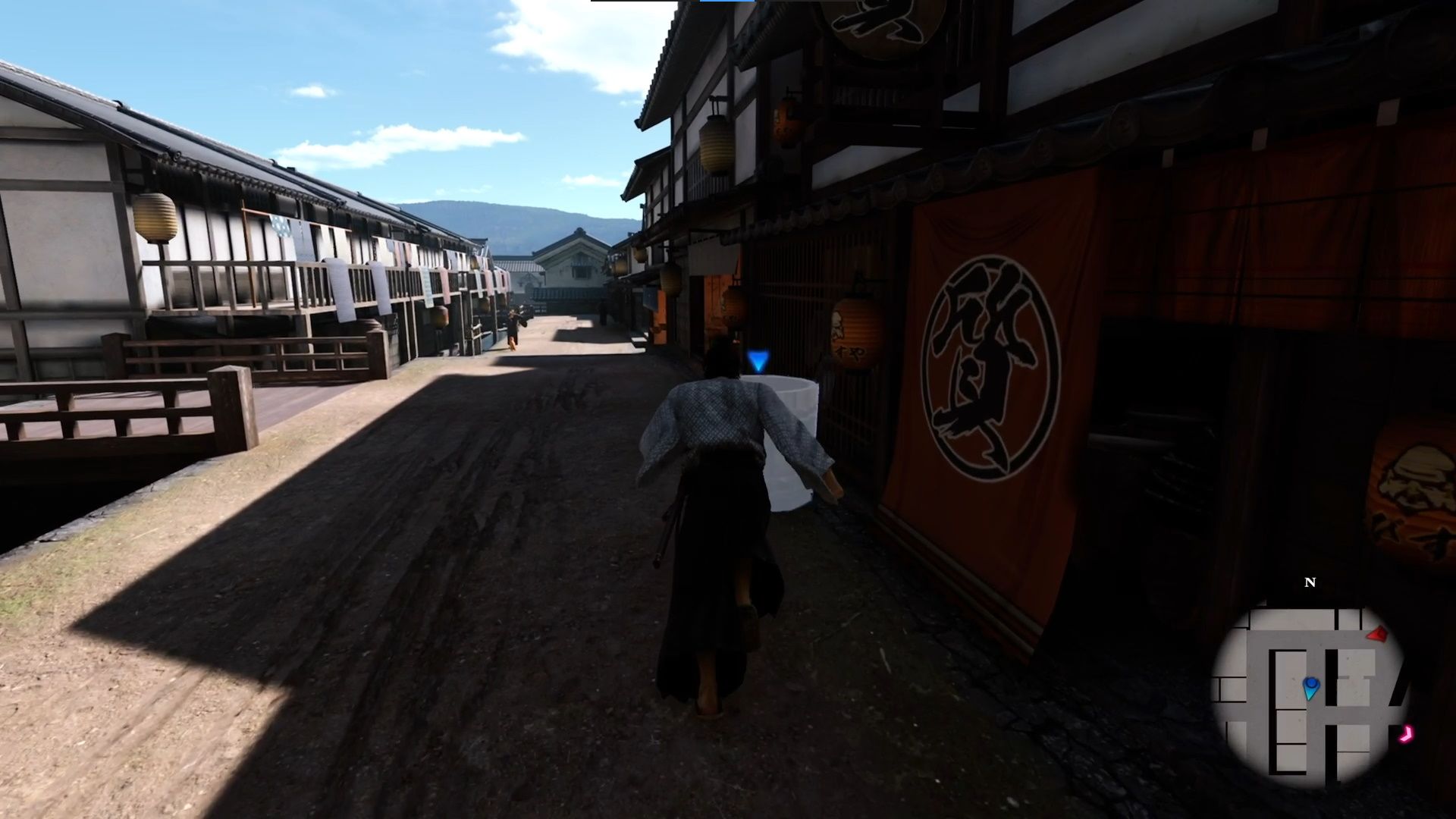 Like A Dragon Ishin, Chapter 2, Ryoma running to a barrel so that he can hide