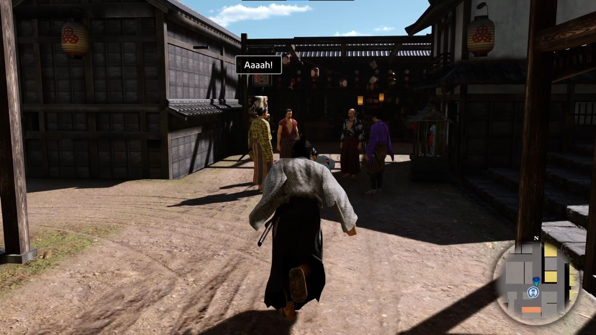 Like A Dragon Ishin, Chapter 2, Ryoma running to the aid of the Shinto Priest