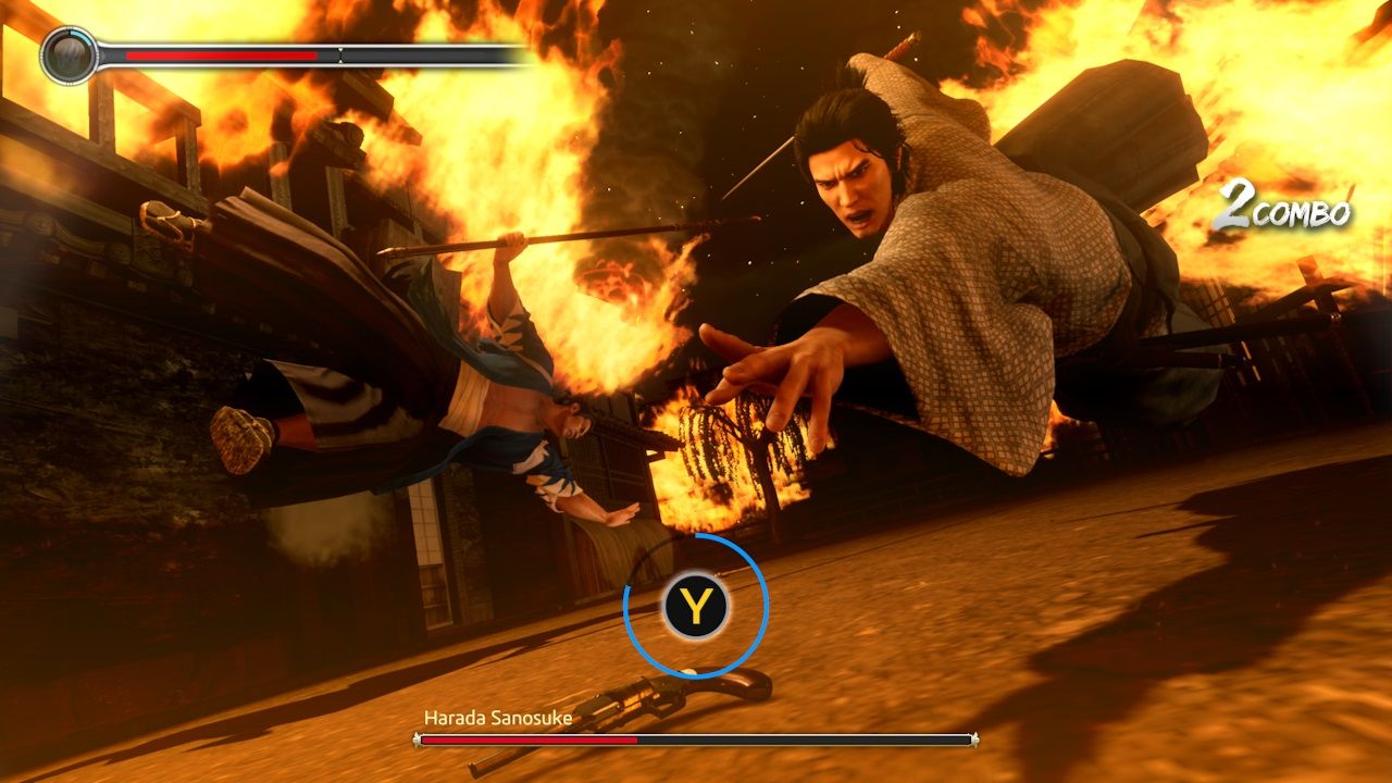 Like a Dragon  Ishin - Ryoma diving for his revolver mid-battle.