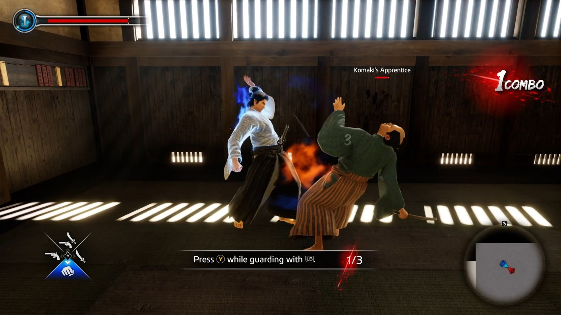 Like A Dragon Ishin, Ryoma performing Komaki's Knock Back