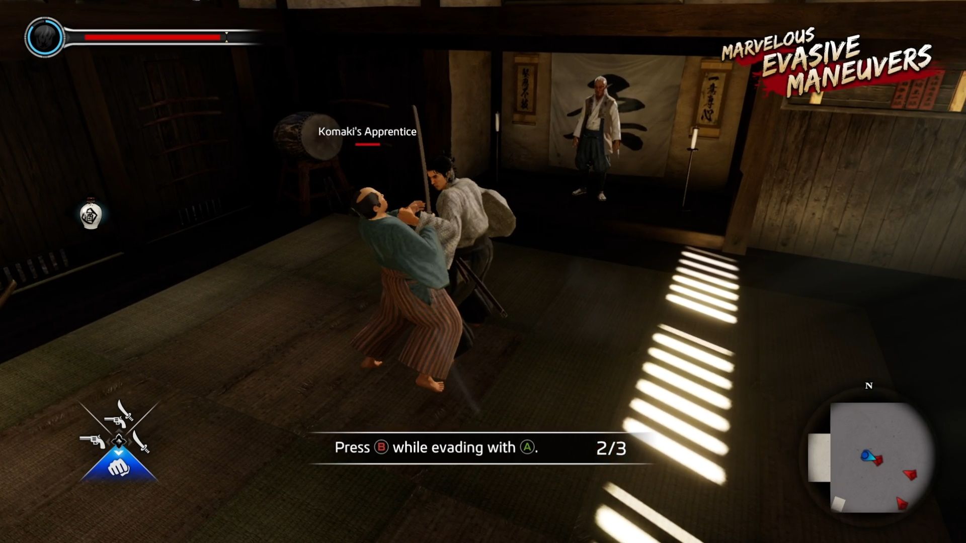 Like A Dragon Ishin, Ryoma performing the Komaki Shadow Bind