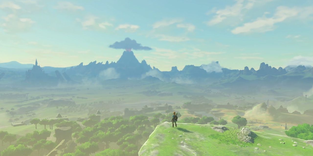 Link looking at Hyrule in Breath of the Wild