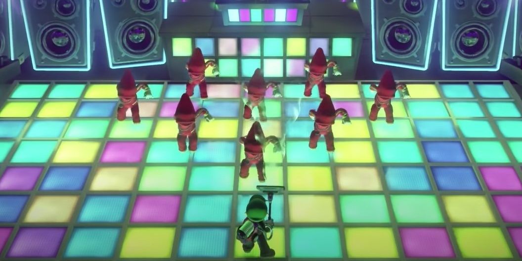 Luigi confronting dancing troupe of goobs-1