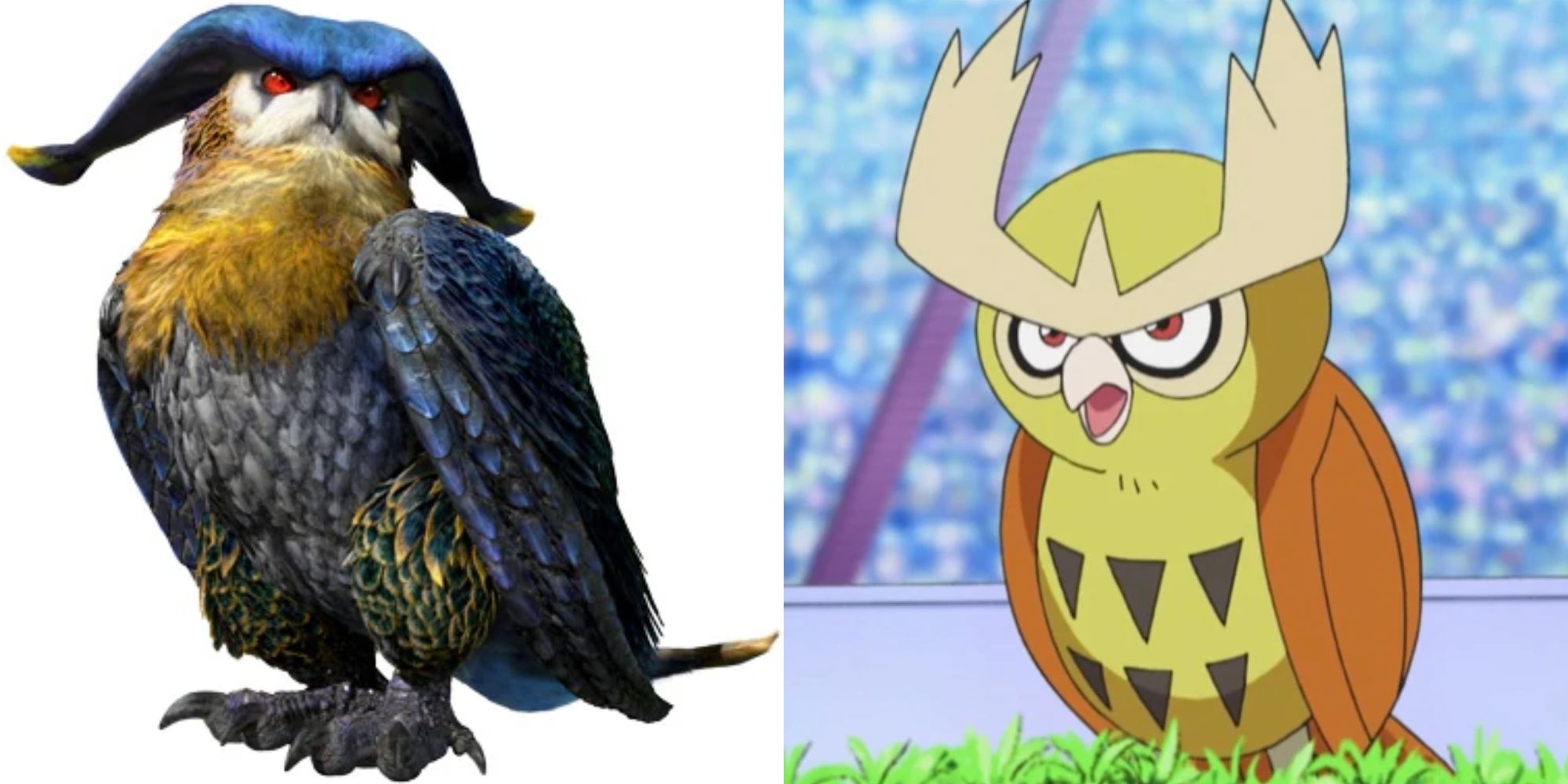 malfestio from monster hunter generations and shiny noctowl from the pokemon anime