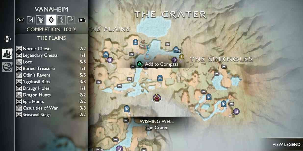 Map showing the wishing well location