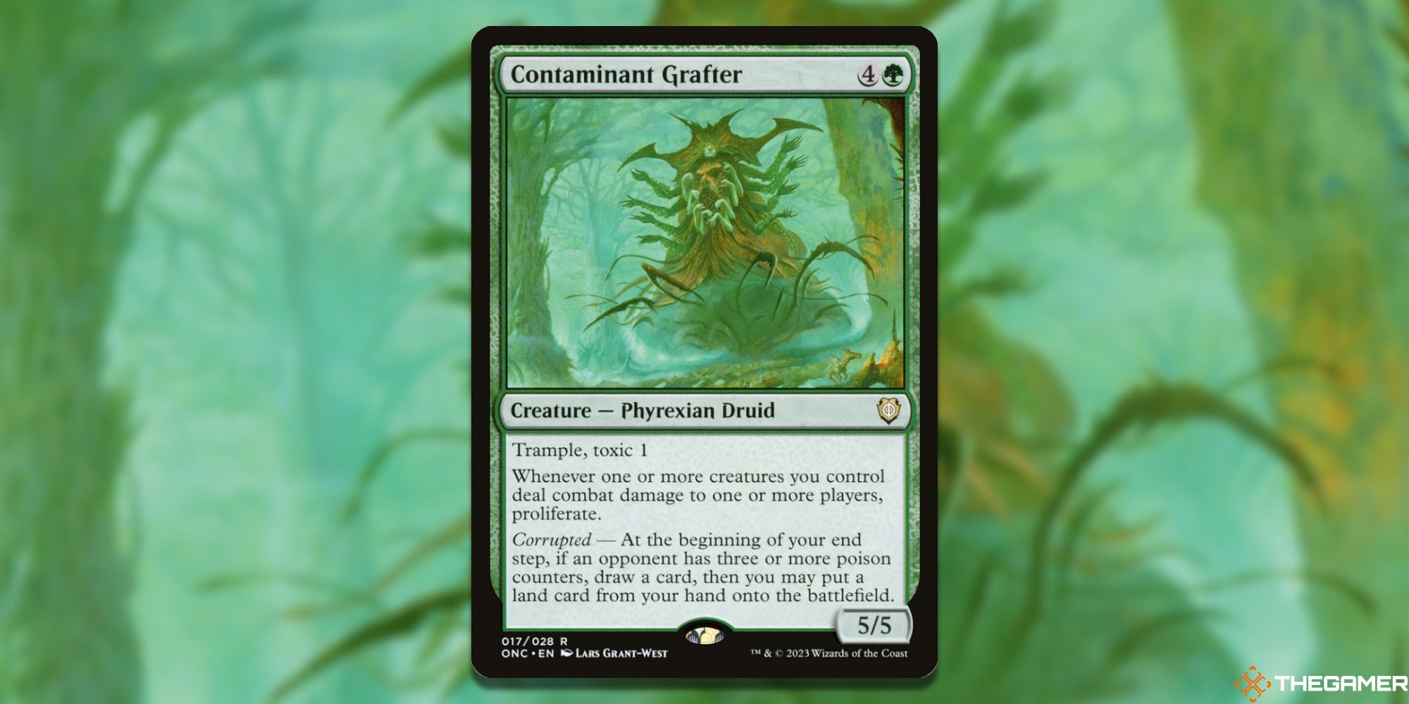 Image of the Contaminant Grafter card in Magic: The Gathering, with art by Lars GrantWest